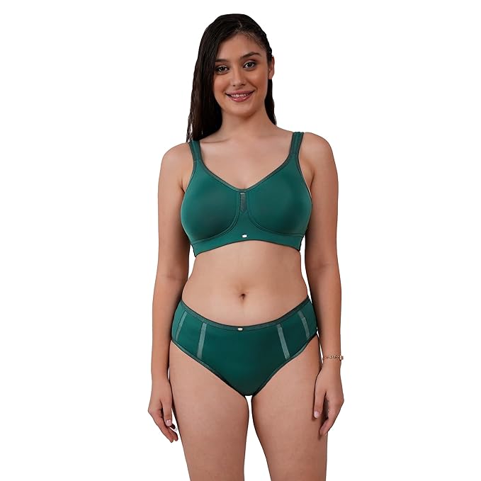 SOIE Bra & Brief Set – Women’s Full Coverage Minimiser with High Waist Bottom